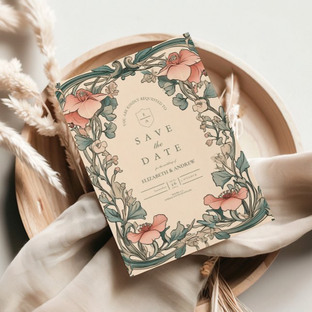 Coral Wildblume Rahmen Hochzeit Save The Date (Von Creator hochgeladen)
