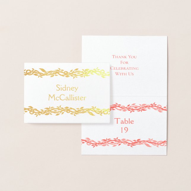 Coral Woodsy Wedding Platzkarte Escort Seating Folienkarte (Anzeige)