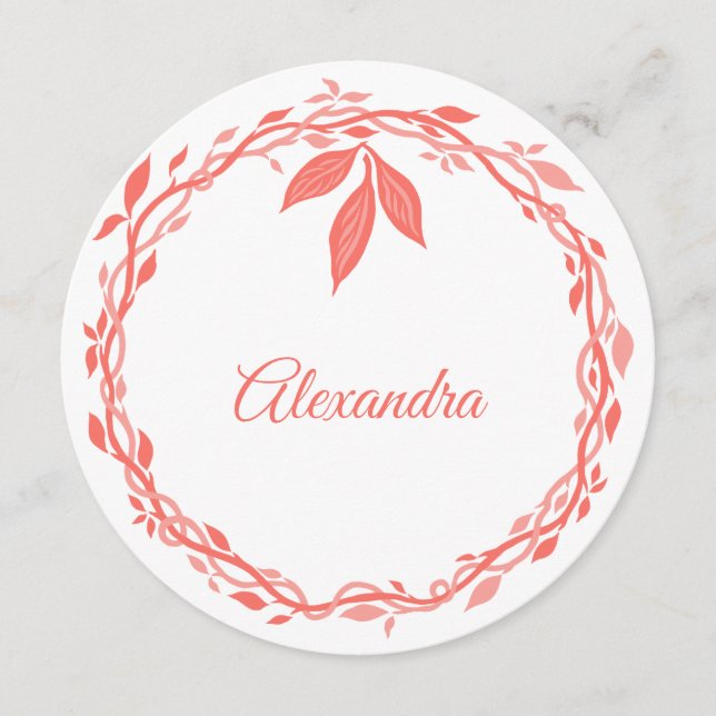 Coral Woodsy Wedding Statement Place oder Escort (Vorderseite)