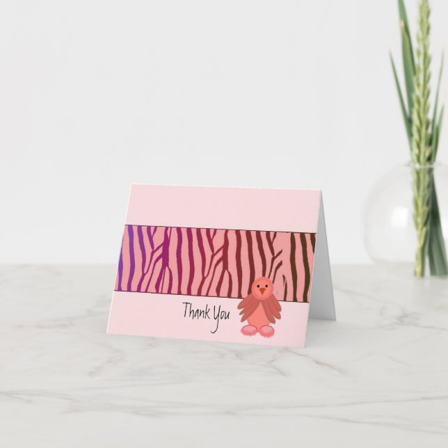 Coral Zebra Print mit Little Bird Dankeskarte (Vorderseite)