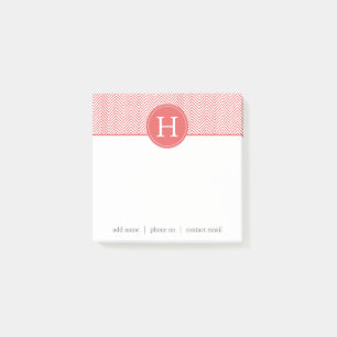 Coral Zickzack Custom Monogram3 Post-it Klebezettel