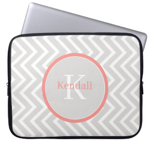 Coral Zickzack Monogram Laptopschutzhülle