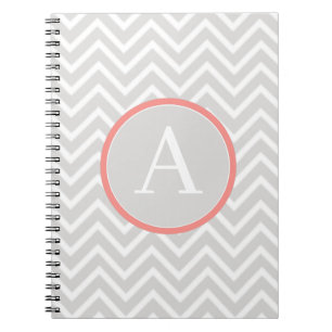 Coral Zickzack Monogram Notebook Notizblock