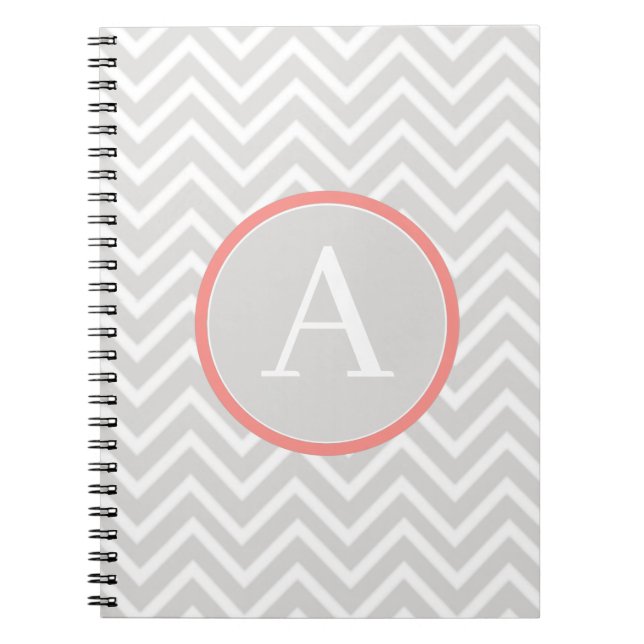Coral Zickzack Monogram Notebook Notizblock (Vorderseite)