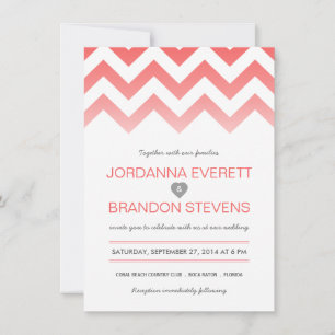 Coral Zickzack Ombre Wedding Einladungen