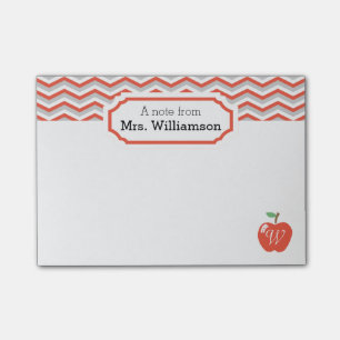 Coral Zickzack Peach/Apple Mit Monogramm Teacher N Post-it Klebezettel