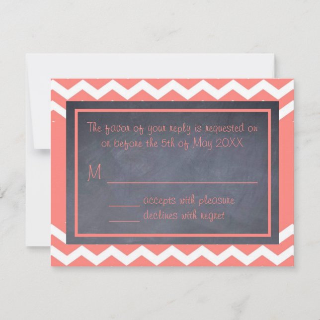 Coral Zickzack RSVP Card (Vorderseite)
