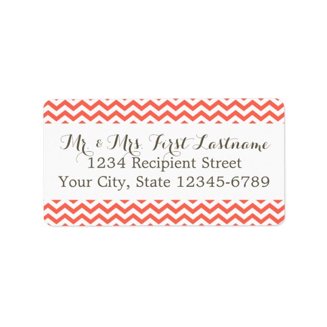 Coral Zigzag Adressaufkleber (Vorne)