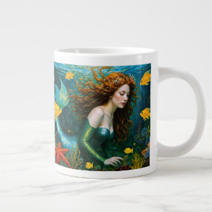 "Coralyn" - Wunderschöne mystische Meerjungfrau Jumbo-Tasse