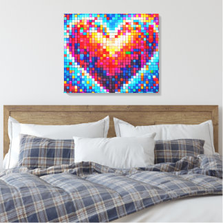 Corazón pixel moderno – Arte digital colori Leinwanddruck