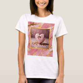 Corazón rosa mármol y dorado T-Shirt