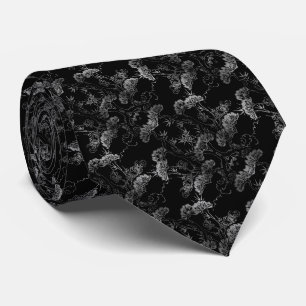Corbata negra con arboles gris krawatte