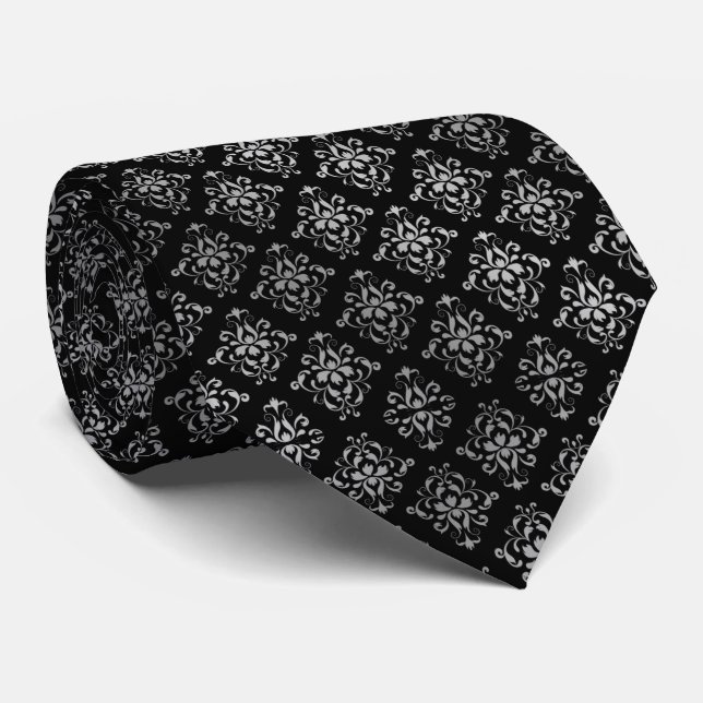 Corbata negra con gris krawatte (Gerollt)