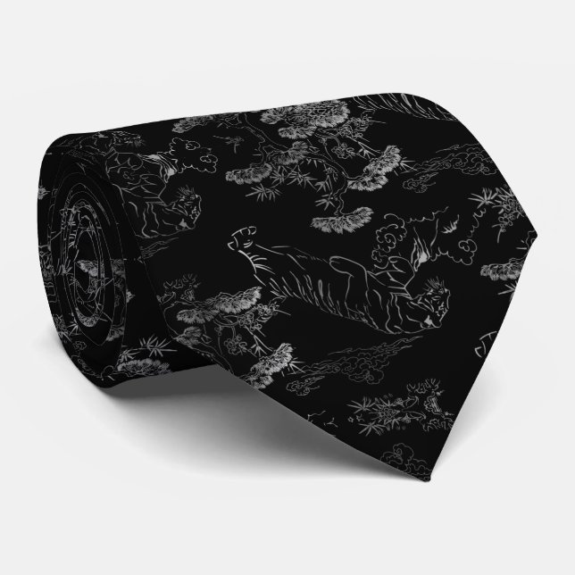 Corbata negra con tigre gris krawatte (Gerollt)
