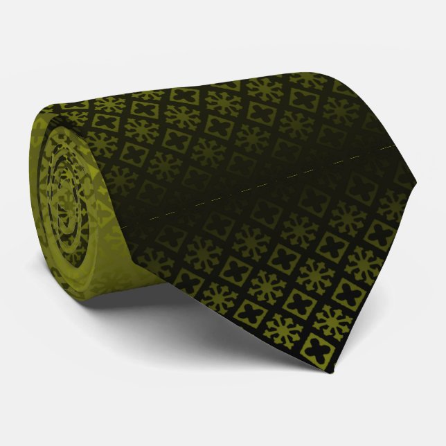 Corbata verde oliva con negro krawatte (Gerollt)