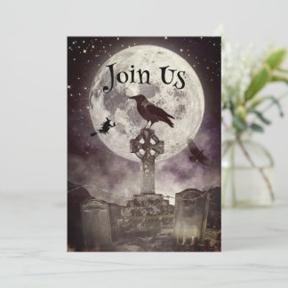 Corbeau dans le cimetière Invitation de la fête d'