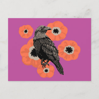 Corbeau d'automne et carte postale Anenome