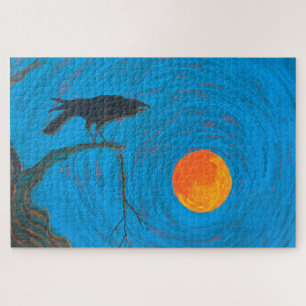 Corbeau et Pleine lune Jigsaw Puzzle