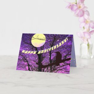 Corbeau, Lune, Soleil, Étoiles, Carte Anniversaire