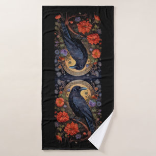 Corbeau noir avec fleurs Design gothique