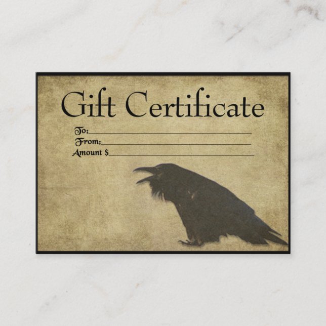 Corbeau noir - Corbeau noir - Certificat Cadeau Pr (Devant)