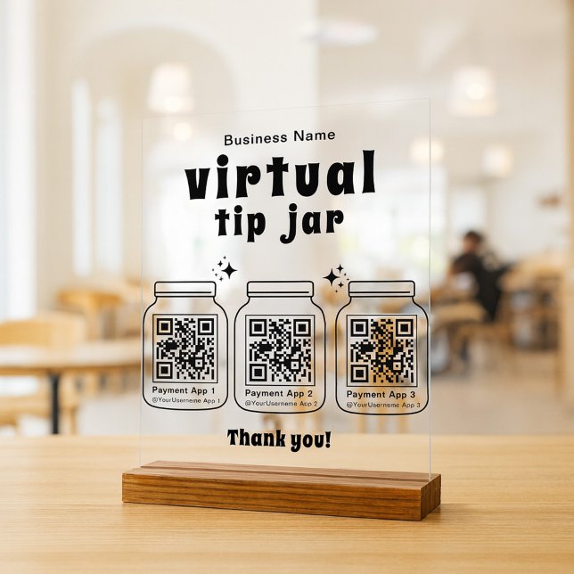 Corbeille à pourboires virtuelle avec 3 code QR (Créateur téléchargé)