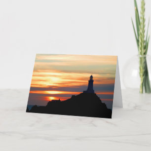 Corbiere-Leuchtturm bei Sonnenuntergang Feiertagskarte