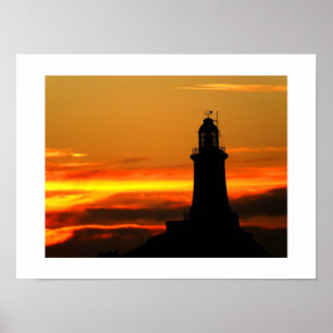 Corbiere Leuchtturm bei Sonnenuntergang in Jersey Poster