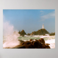 Corbiere Lighthouse in einem Wintersturm