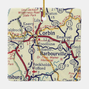 Corbin KY Vintag Map Keramikornament