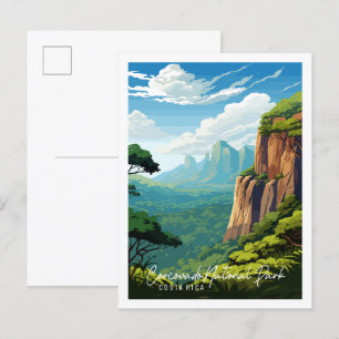 Corcovado Costa Rica Vintage Reise Illustration Postkarte