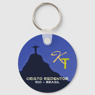 Corcovado, Rio, Brasilien fügen Initialen hinzu Schlüsselanhänger