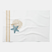 Corde beige et bleu et serviette de cuisine Starfi