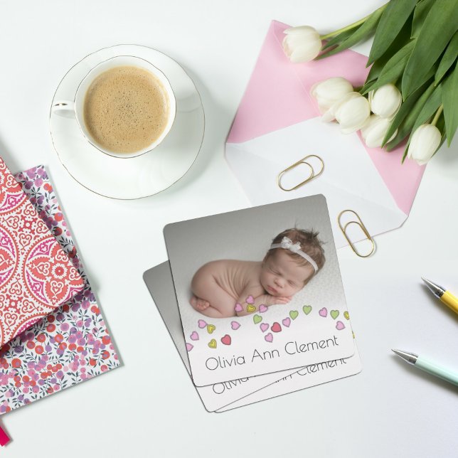 Corde mignonne des coeurs Faire-part de naissance  (Créateur téléchargé)