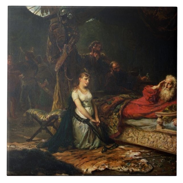 Cordelia und König Lear (Öl auf Leinwand) Fliese (Vorderseite)