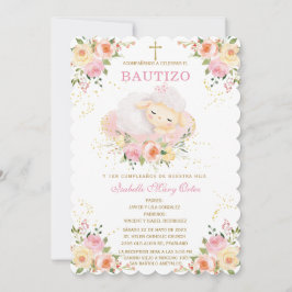 Cordero personalizado El Bautizo y Primer Añito Einladung