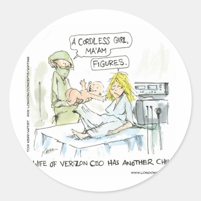 Cordless Baby Funny Cards T-Shirts Tasse und Gesch Runder Aufkleber (Vorderseite)