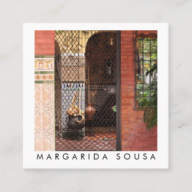 Cordoba Courtyard Foto Reisen Spanien Quadratische Visitenkarte (Vorderseite)