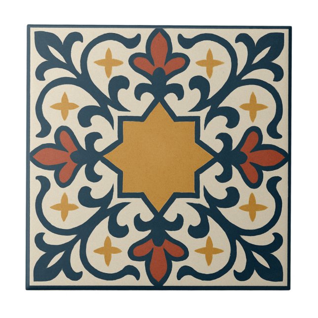 Cordoba Star – Classic Moorish Tile Design Fliese (Vorderseite)