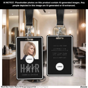 Cordon pour badge photo de coiffeur avec emplaceme
