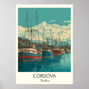 Cordova Alaska Hafenstadt Vintage-Reiseposter Poster