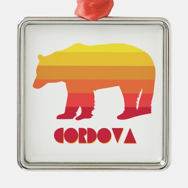 Cordova Alaska Rainbow Bear Ornament Aus Metall (Vorne)