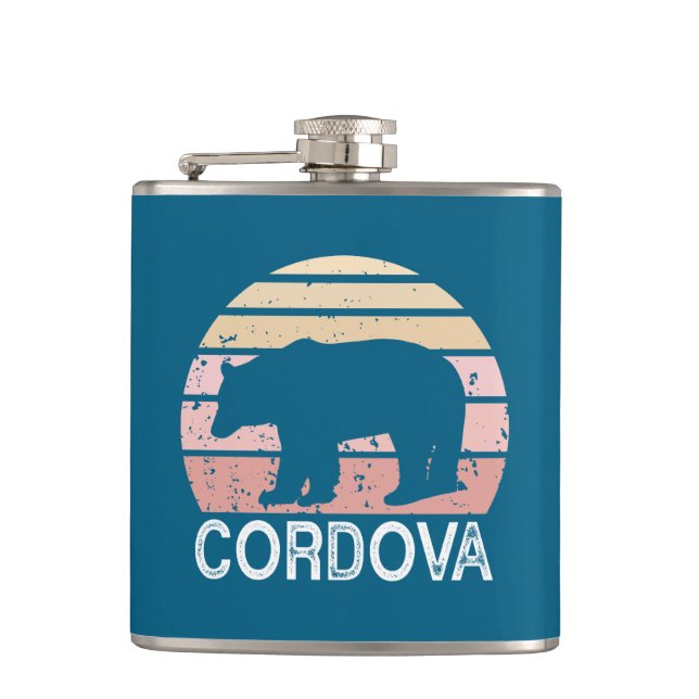 Cordova Alaska Retro Bär Flachmann (Vorderseite)