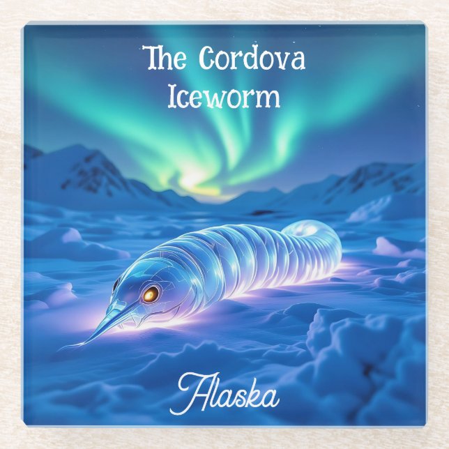 Cordova Iceworm Alaska Keepsake Souvenir  Glasuntersetzer (Vorderseite)