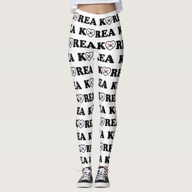 Corée Love Heart Flag Leggings (Devant)