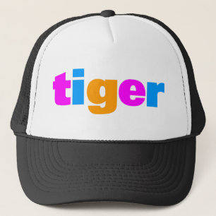 COREY TIGER 1980er RETRO MEHRFARBIGER TEXT Truckerkappe