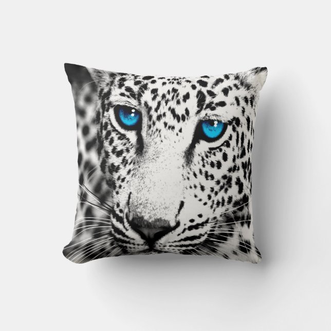 Corey Tiger 1980er Retro Snow Leopard Kissen (Vorderseite)