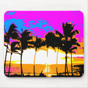 COREY TIGER 1980ER RETRO VINTAG PALM TREES SUNSET MOUSEPAD
