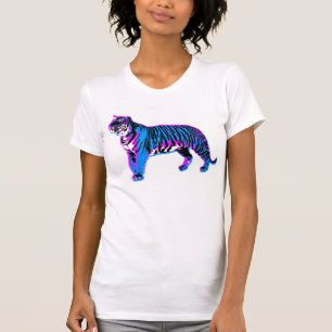 COREY TIGER 1980er RETRO VINTAGE BLAU PINK TIGER T-Shirt