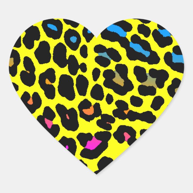 Corey Tiger 80er Leopard Spots (Gelb) Herz-Aufkleber (Vorderseite)